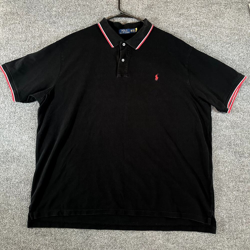 Polo Ralph Lauren Polo Shirt Mens 3XB Black Red White Tipped Big Tall Pony